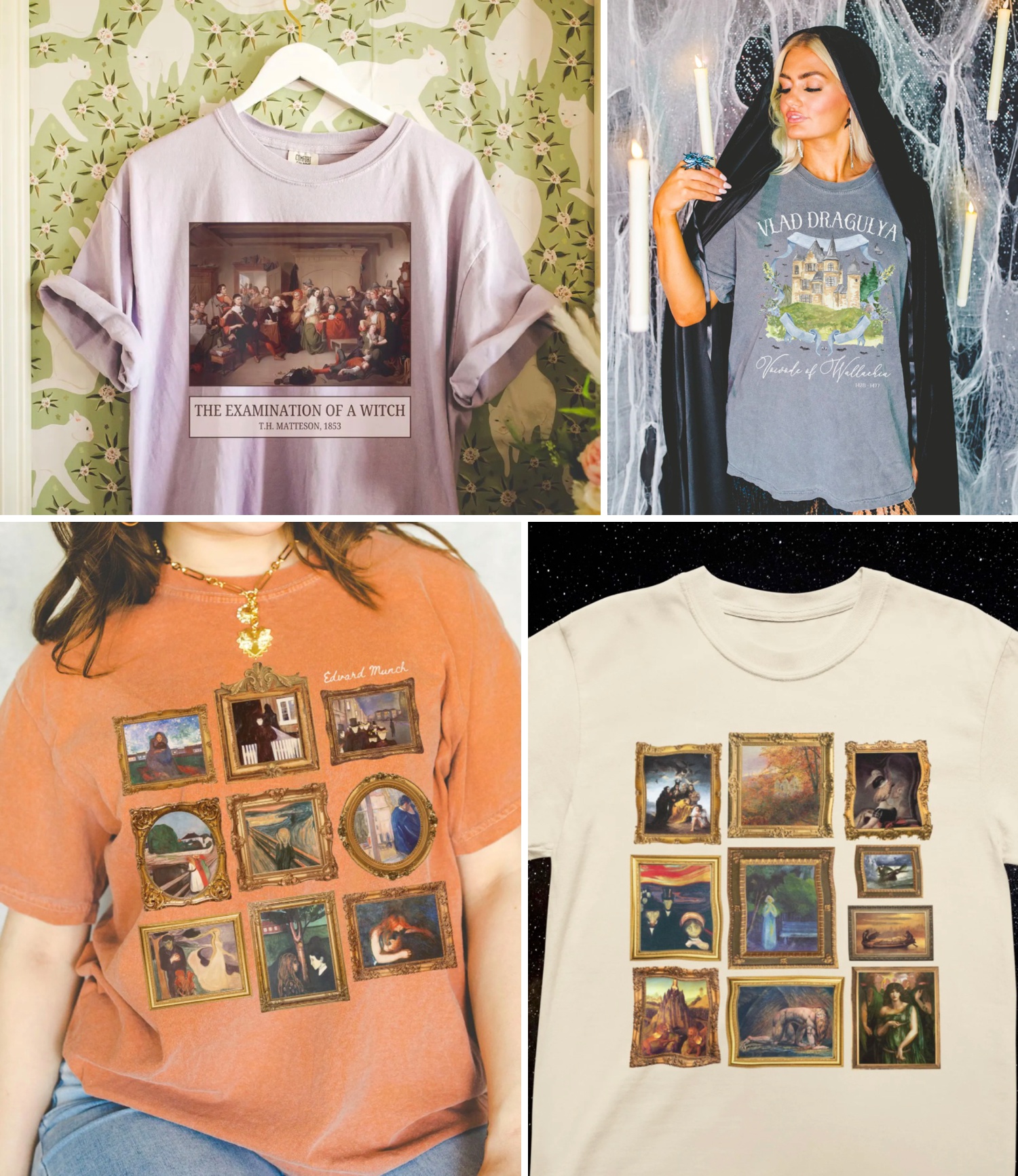 Colorful Halloween Tees for Art History Lovers and Historians