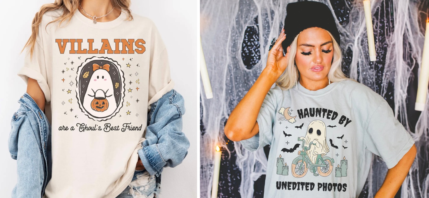 Colorful Halloween Tees for Book Lovers and Photographers