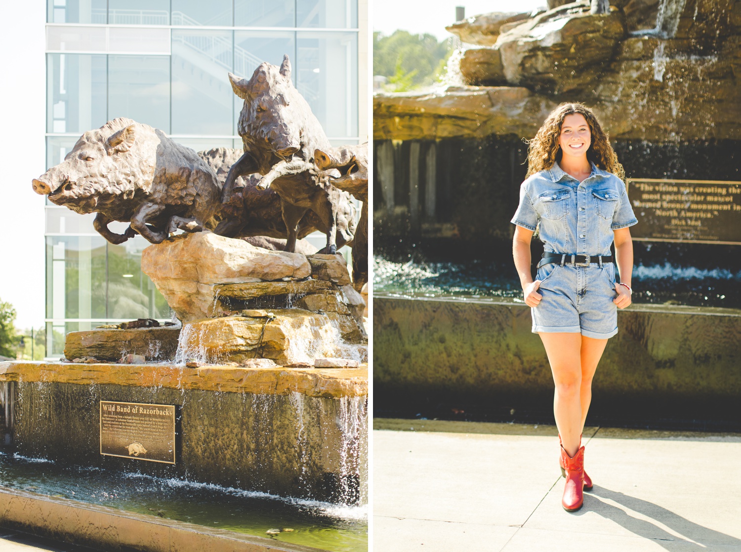 Nostalgic College Senior Photographs Taken in Summer at The University of Arkansas