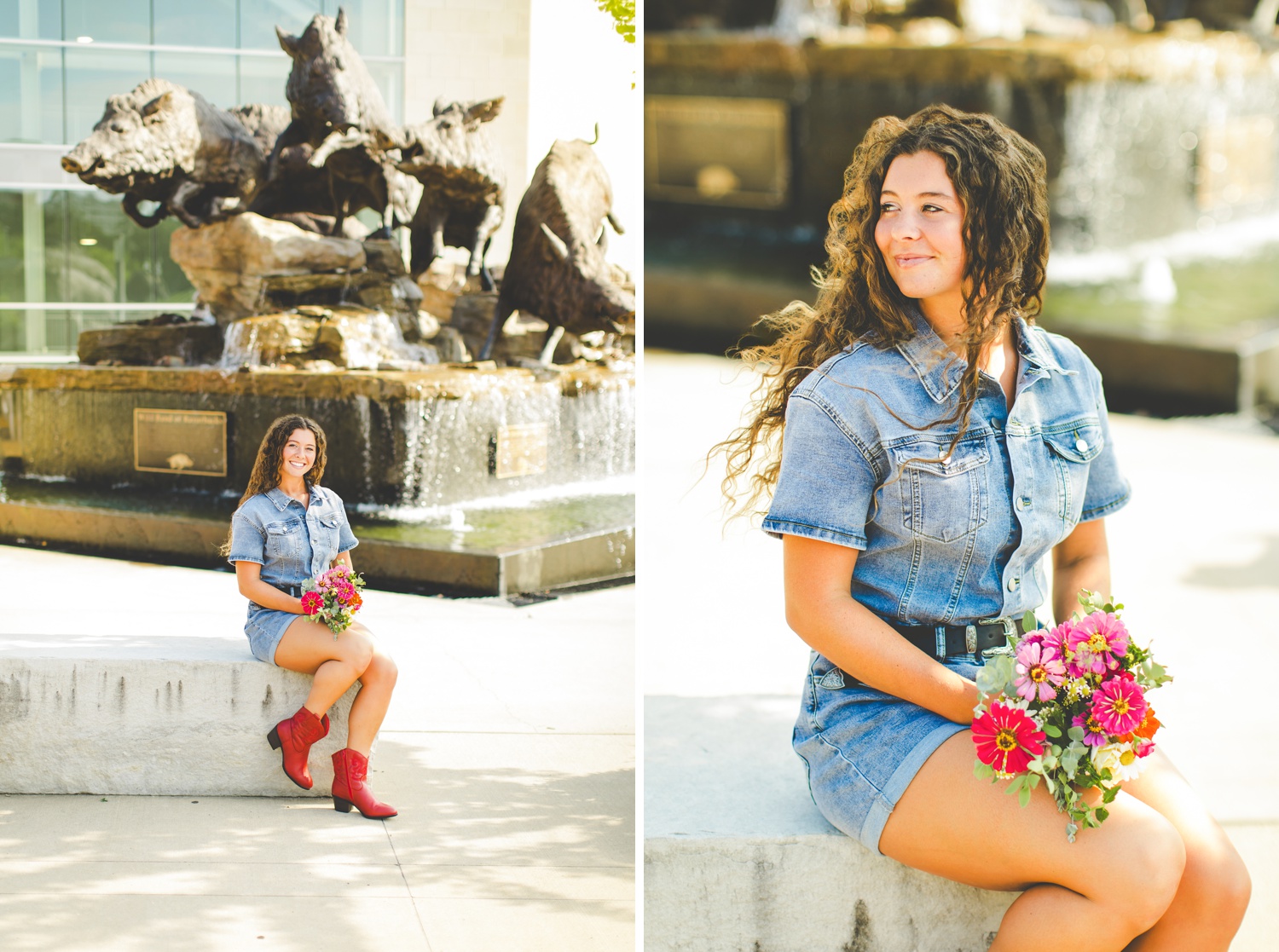 Nostalgic College Senior Photographs Taken in Summer at The University of Arkansas