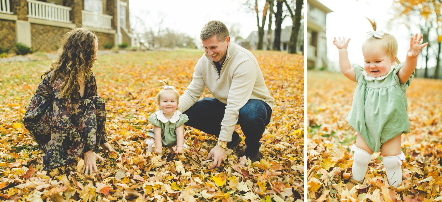 Fall Family Photos in Fayetteville with Colorful Leaves