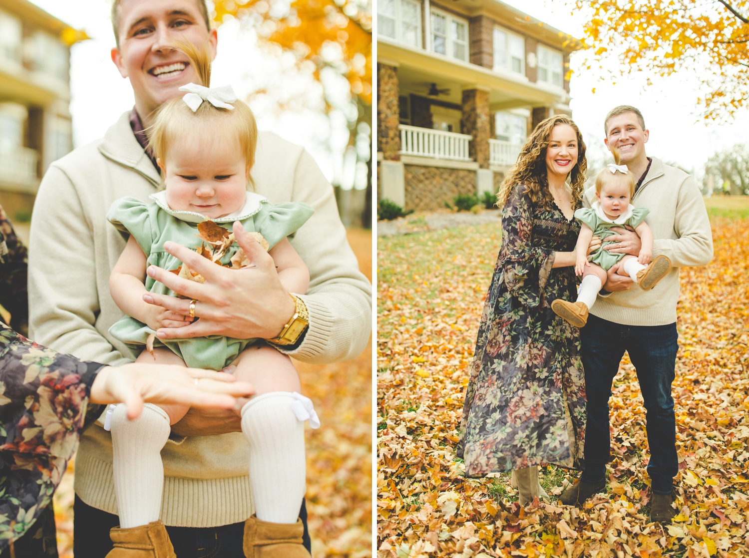 Fall Family Photos in Fayetteville with Colorful Leaves