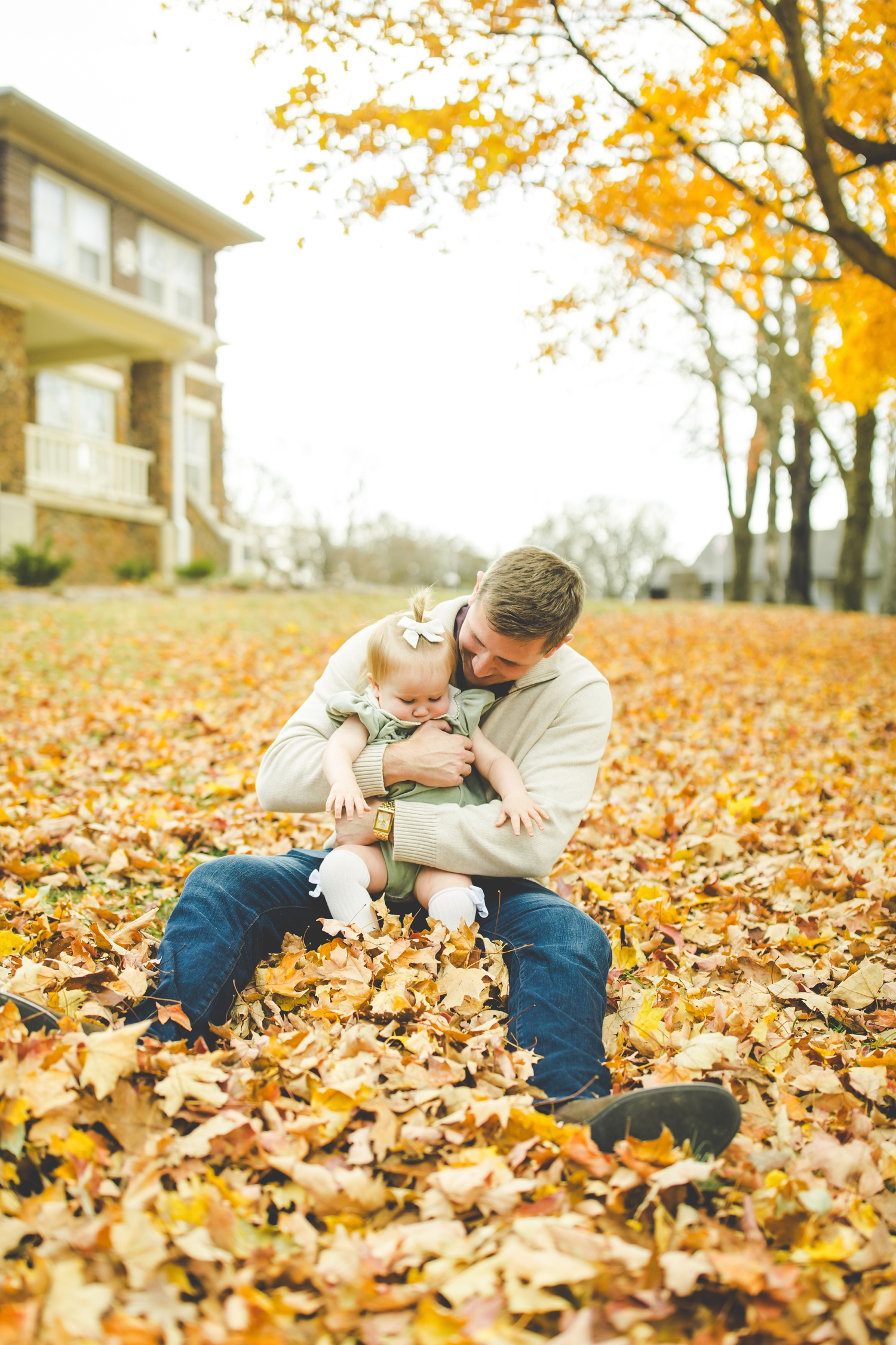Fall Family Photos in Fayetteville with Colorful Leaves