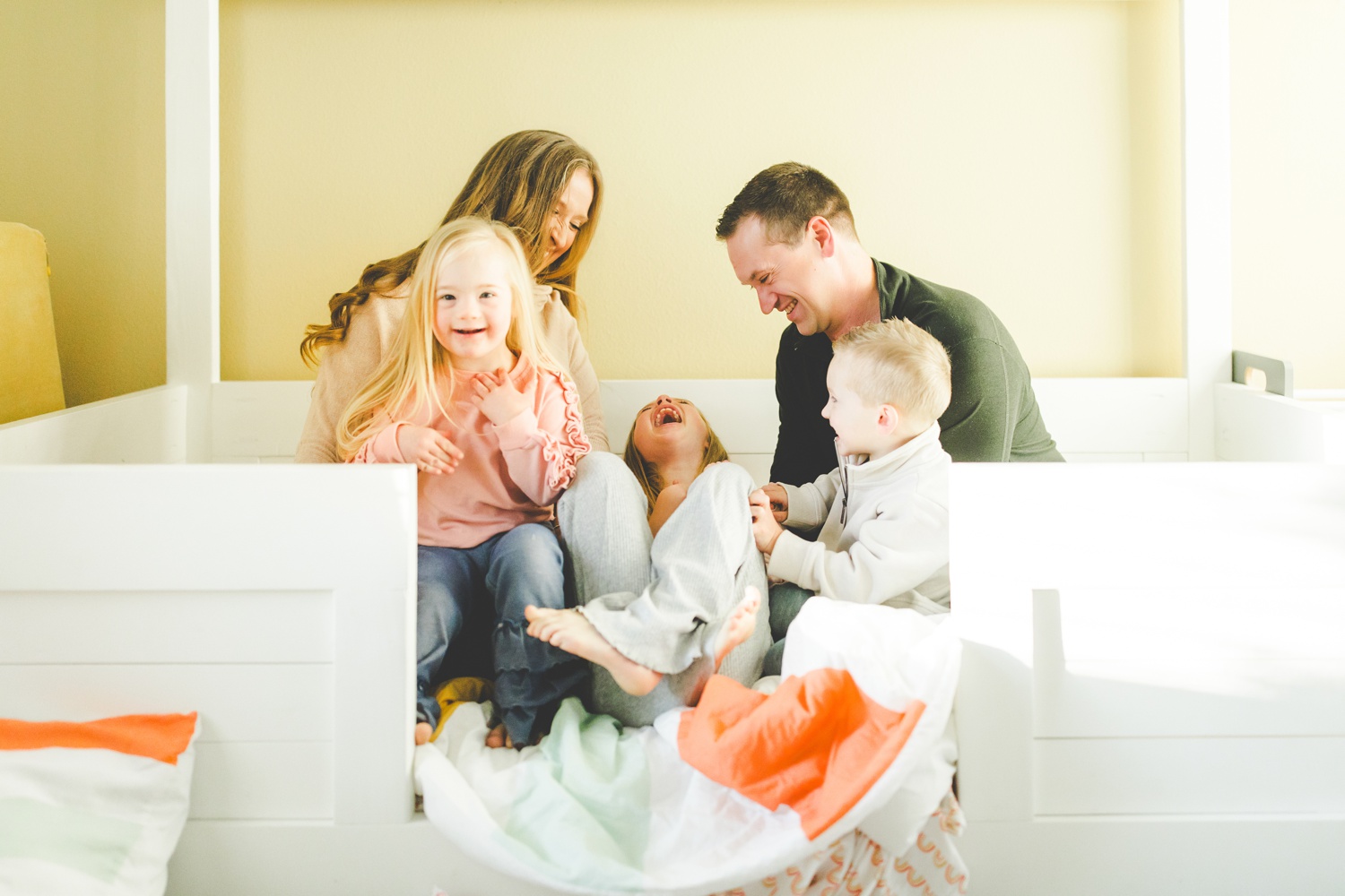 Colorful In Home Family Photos in Fayetteville Arkansas