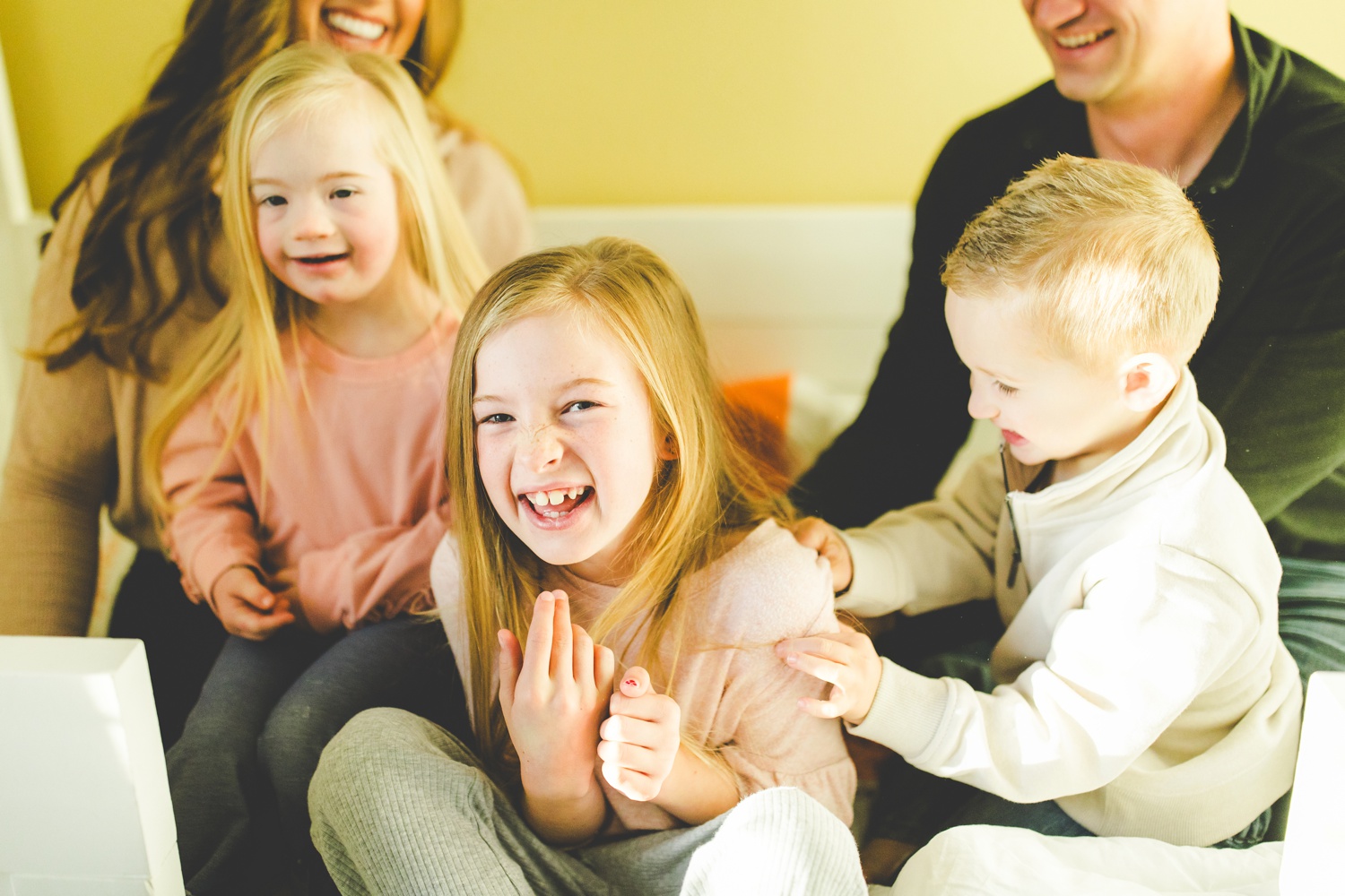 Colorful In Home Family Photos in Fayetteville Arkansas