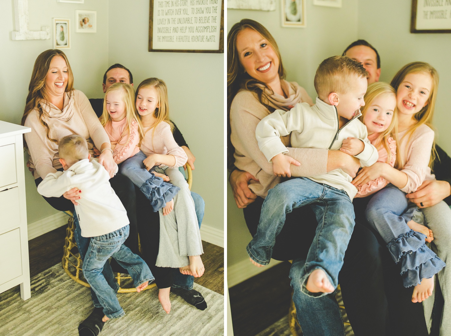 Colorful In Home Family Photos in Fayetteville Arkansas