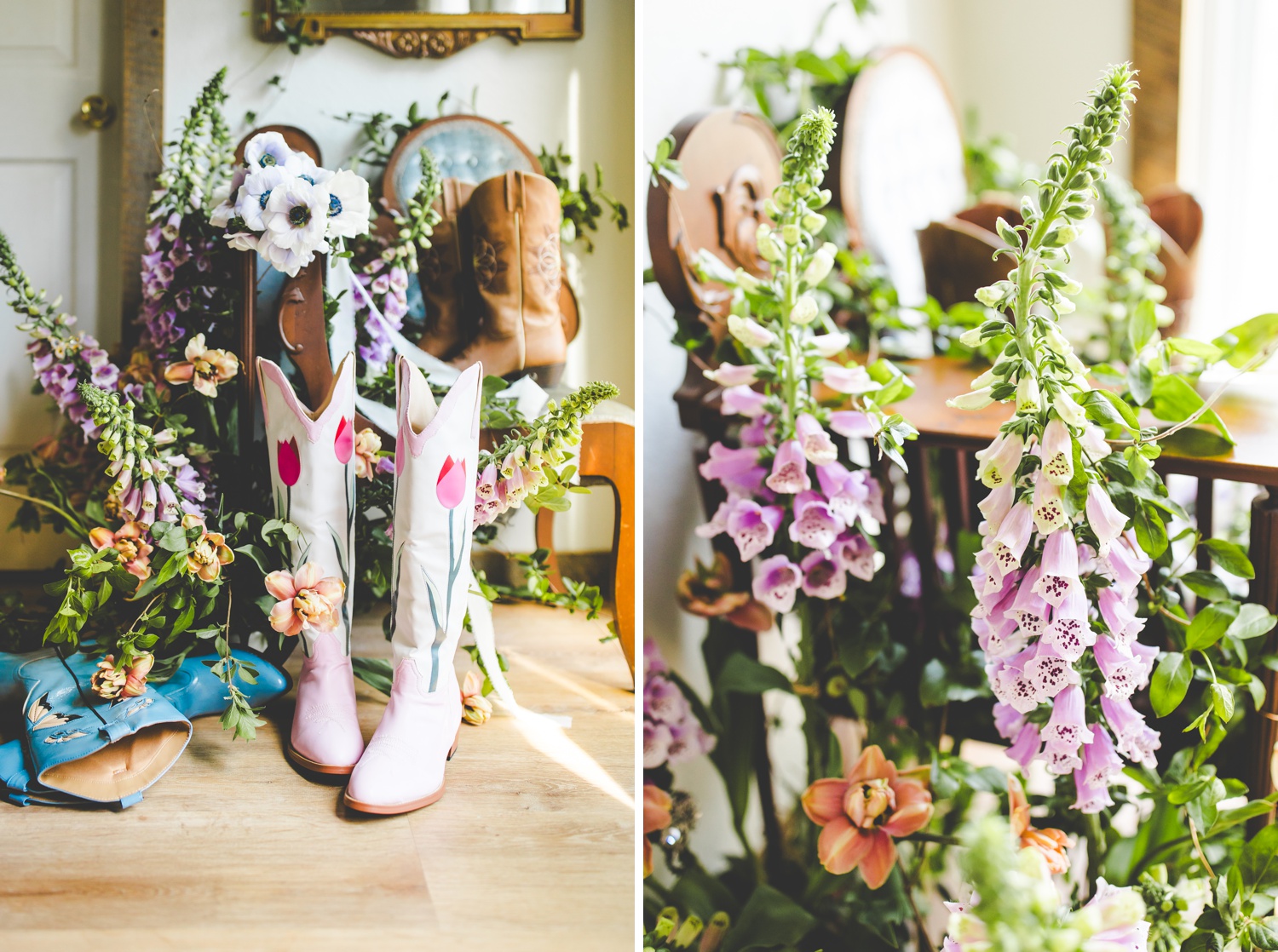 Boots and Flowers Fine Art Editorial Photographs