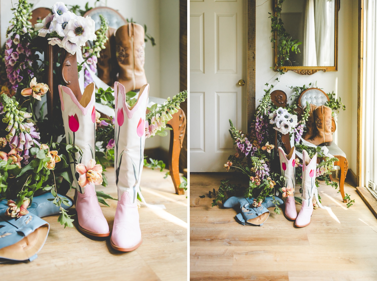 Boots and Flowers Fine Art Editorial Photographs